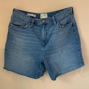 High waisted blue jean shorts